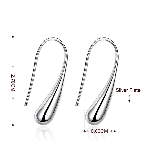 Water drop 925 sterling silver hoop earings - Picture 2 of 4